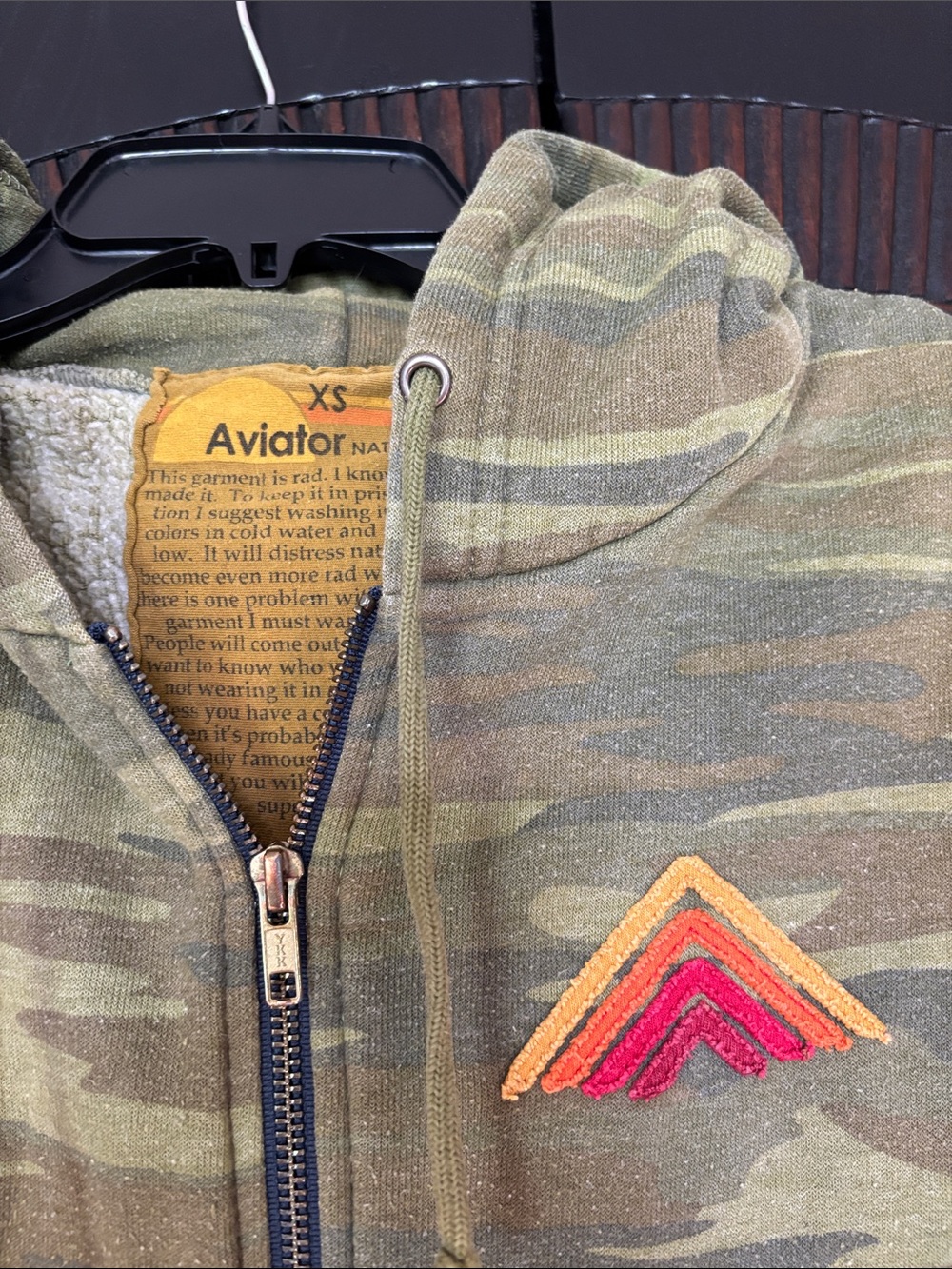 Aviator Nation camo mountain zip up hoodie red stripe XS - Picture 3 of 5